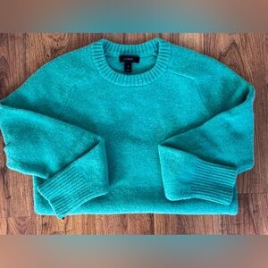 J. Crew Women's Vibrant Teal Crew Neck Sweater, Size Medium